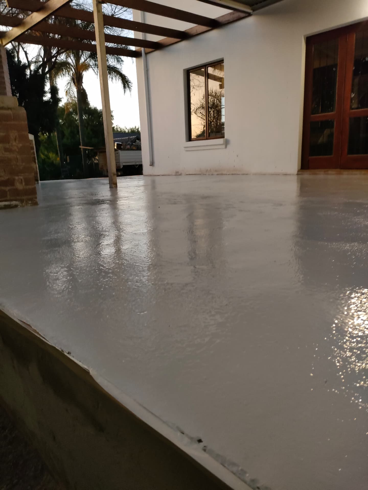 Freshly finished patio floor